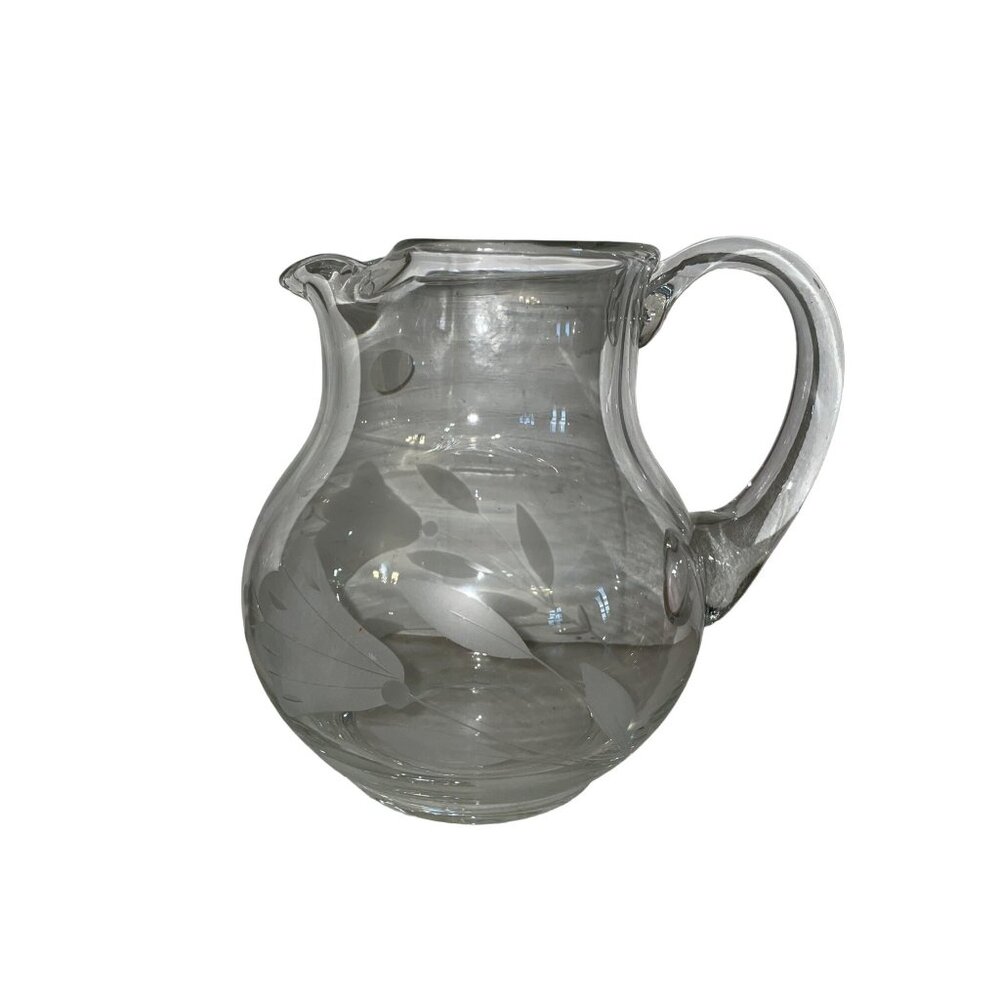 Vintage 1985 Action Industries Floral Lace Pitcher Hand-cut Turkish Crystal NEW - Picture 3 of 16